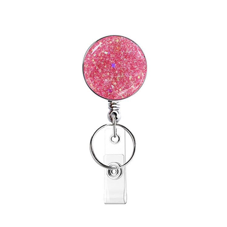 Wholesale UV Electroplated Resin Diamond Glitter Sequins Retractable Keychain